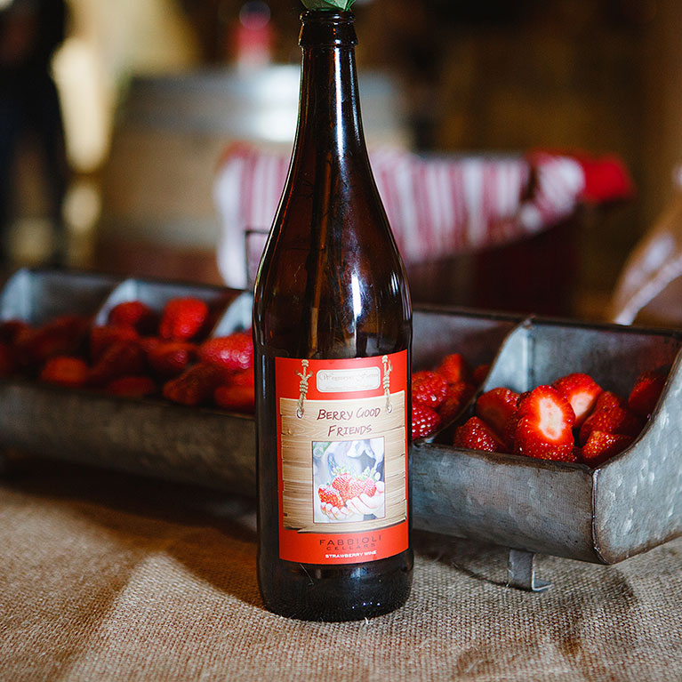 Enjoy a bottle of our Berry Good Friends Strawberry Wine!